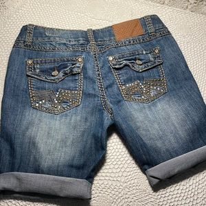 Almost Famous distressed jean shorts with sequinned back pocket